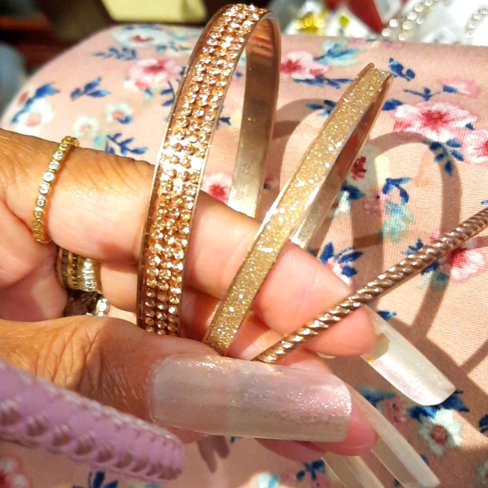 WOMEN'S PLUS SIZE Lot of 10 Rose Gold & Silver Bangles Bundle Brand New